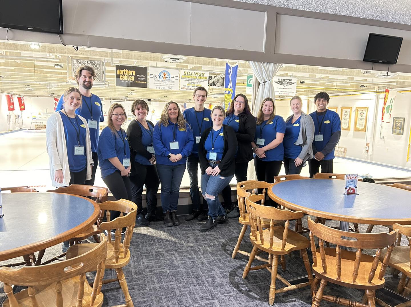 RNJ Youth Services staff at our 1st Annual Curling Bonspiel on January 19, 2024! From left to right: Megan Blanchard, Reuben DeVries, Morgan McCrady (Placement Student), Kim Fenn, Theresa Heaslip, Reis Hanna, Candice Serson, Sarah McCue, Hope Bennett, Kim Usher and Zak Dishaw. Missing - Executive Director, Rachel Burns